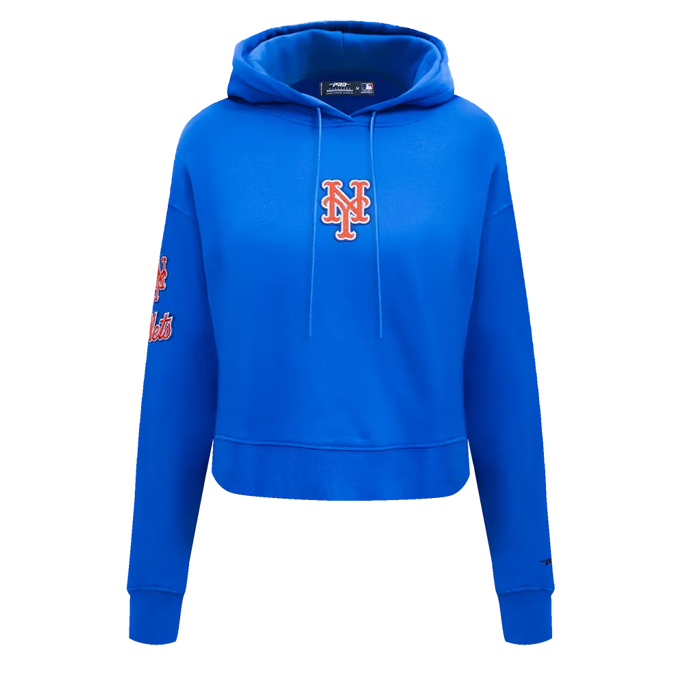 MLB NEW YORK METS CLASSIC WOMEN'S CROPPED PO HOODIE (ROYAL BLUE)