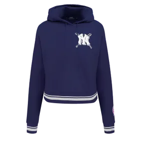 MLB NEW YORK YANKEES MASHUP WOMEN'S RIB CROPPED PO HOODIE (MIDNIGHT NAVY)