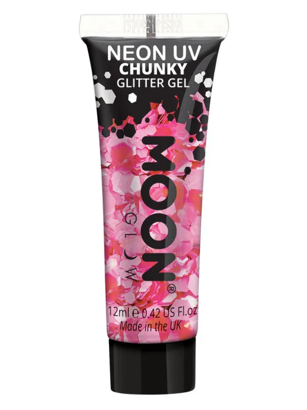 Moon Glow - Neon UV Chunky Glitter Gel, Hot Pink