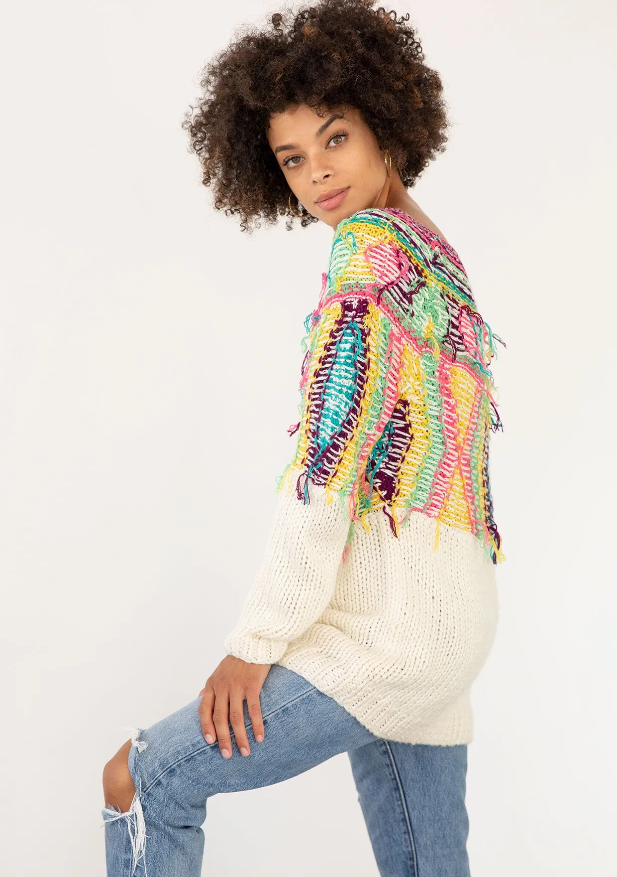 Multi Oversized Bohemian Pullover Sweater