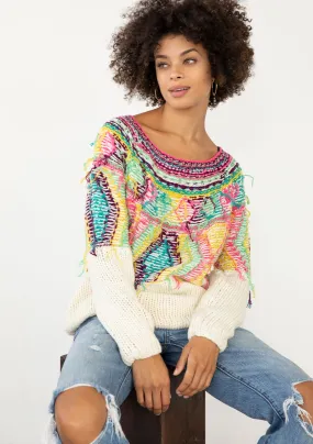 Multi Oversized Bohemian Pullover Sweater