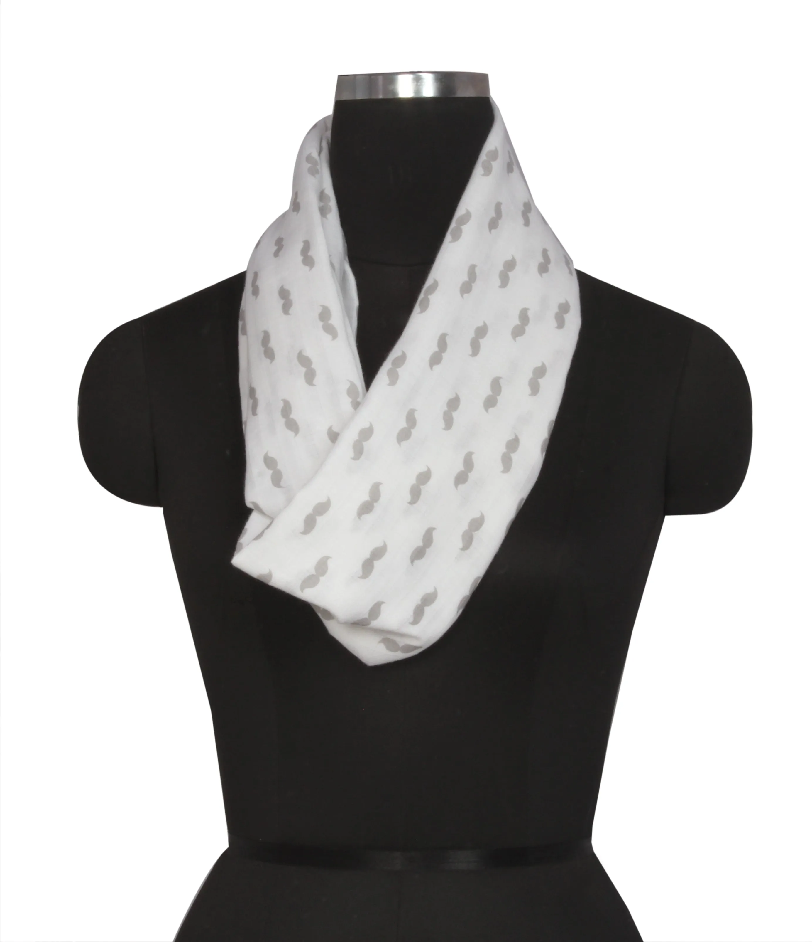 Mustache Grey Muslin Nursing Scarf