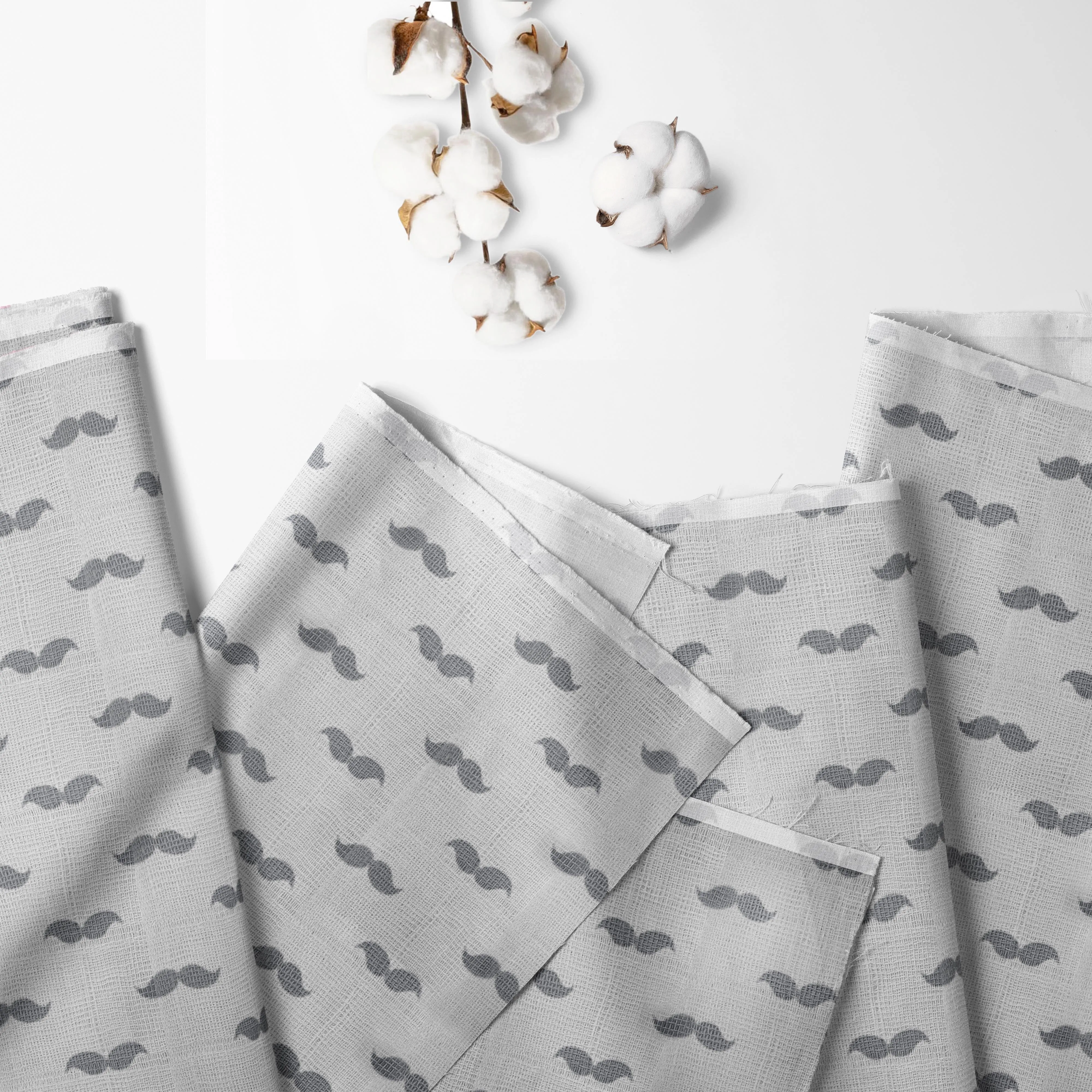 Mustache Grey Muslin Nursing Scarf
