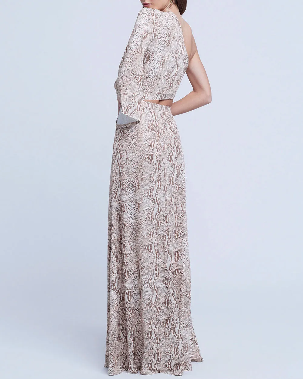 Natural Python Print Fontana Single Shoulder Maxi Dress