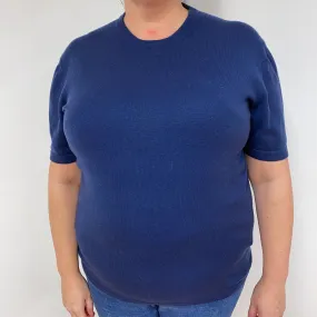 Navy Blue Cashmere Short Sleeved Jumper Extra Large