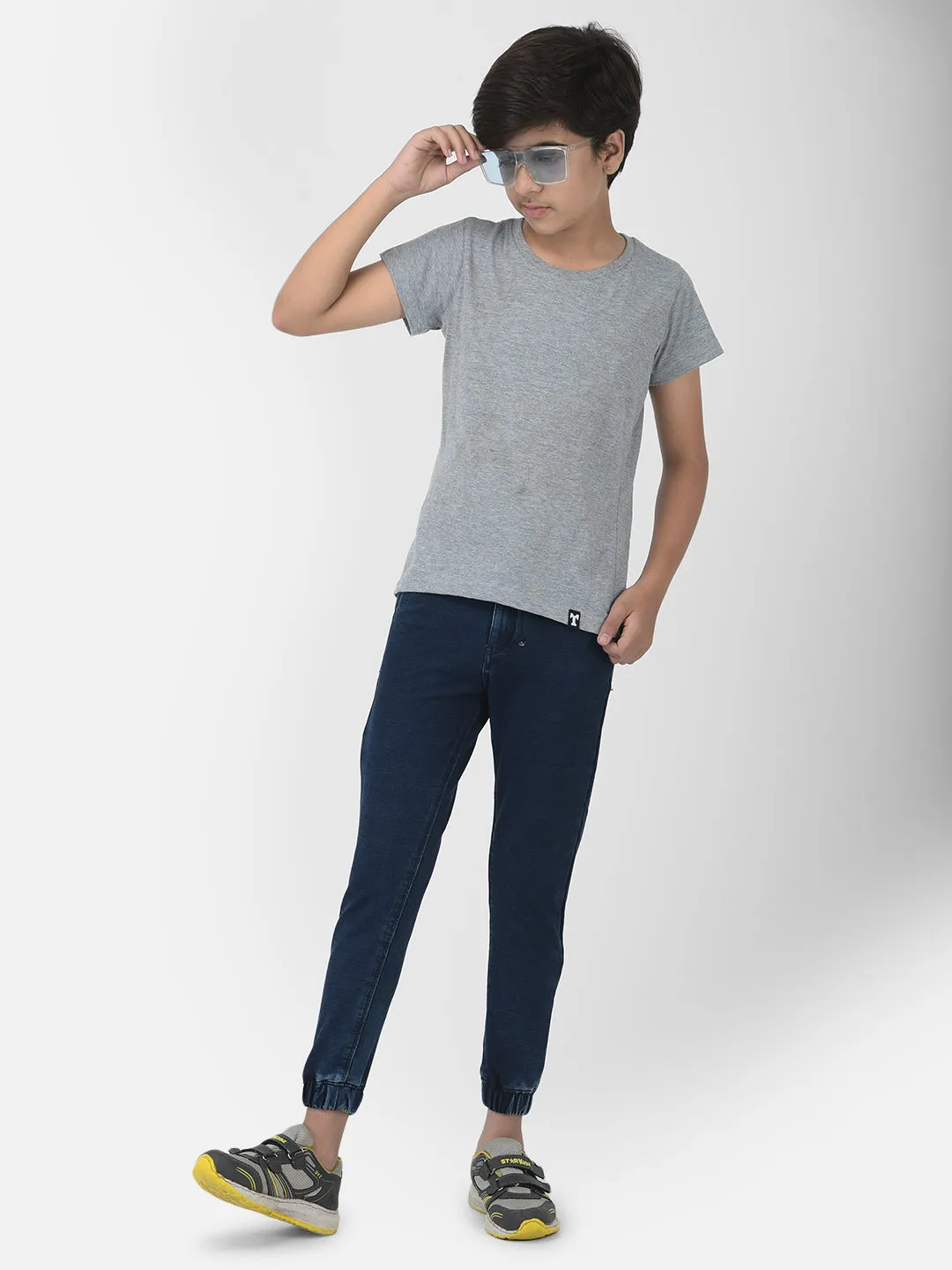 Navy Blue Denim Joggers