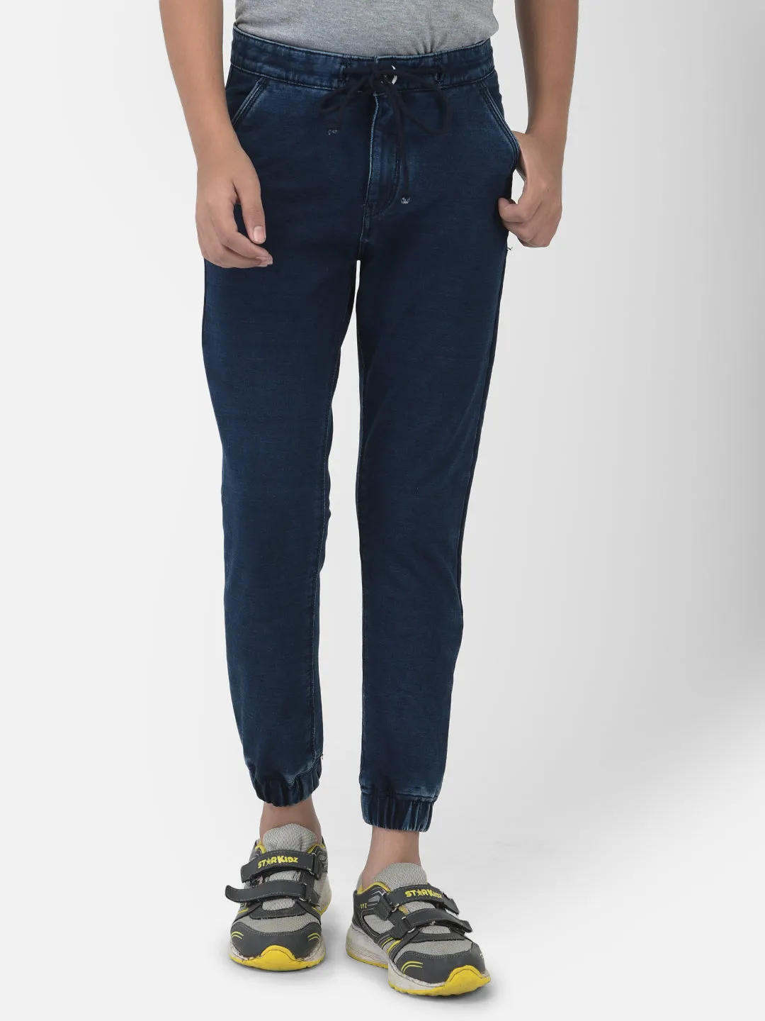 Navy Blue Denim Joggers