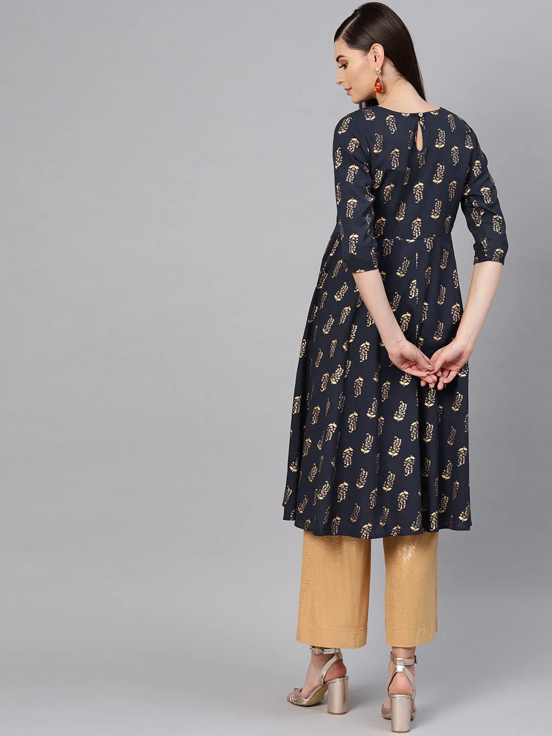 Navy Paisely Anarkali Kurta