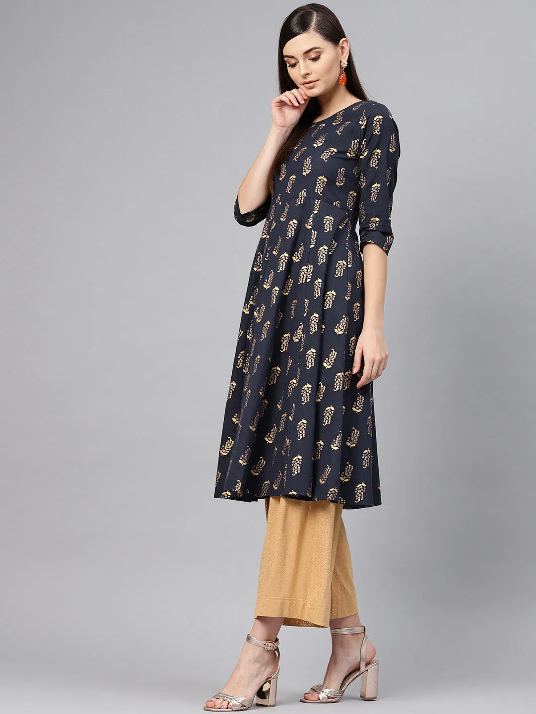 Navy Paisely Anarkali Kurta