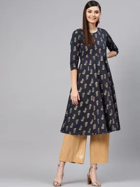 Navy Paisely Anarkali Kurta