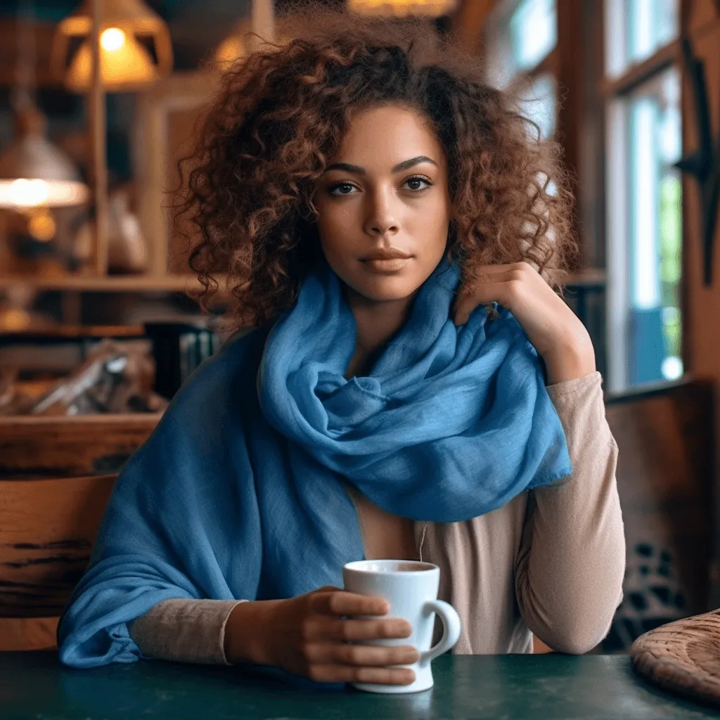 NOAH Blue Linen Scarf