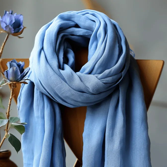 NOAH Blue Linen Scarf