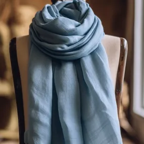 NOAH Blue Linen Scarf
