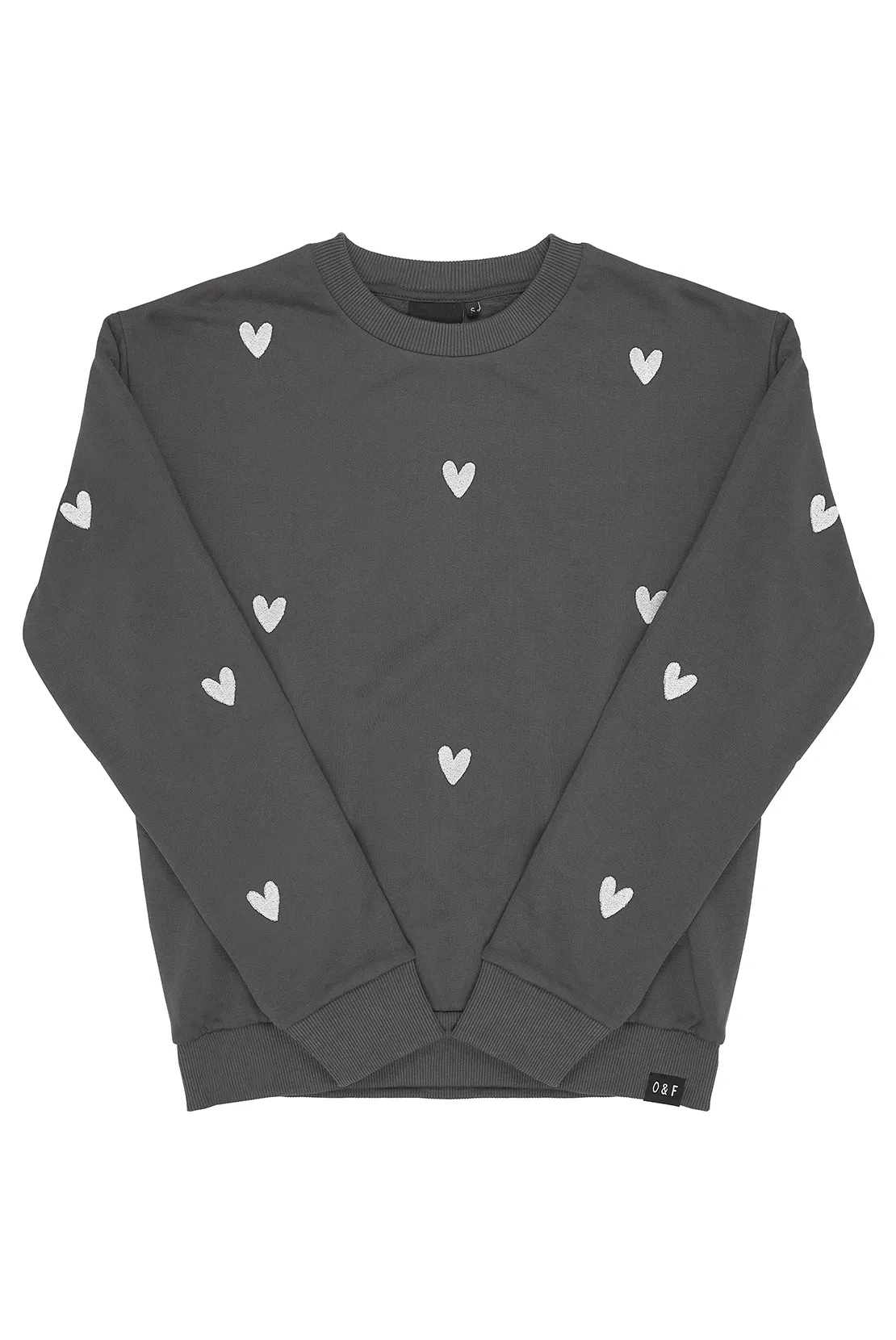 O&F Heart Embroidered Sweatshirt - Asphalt
