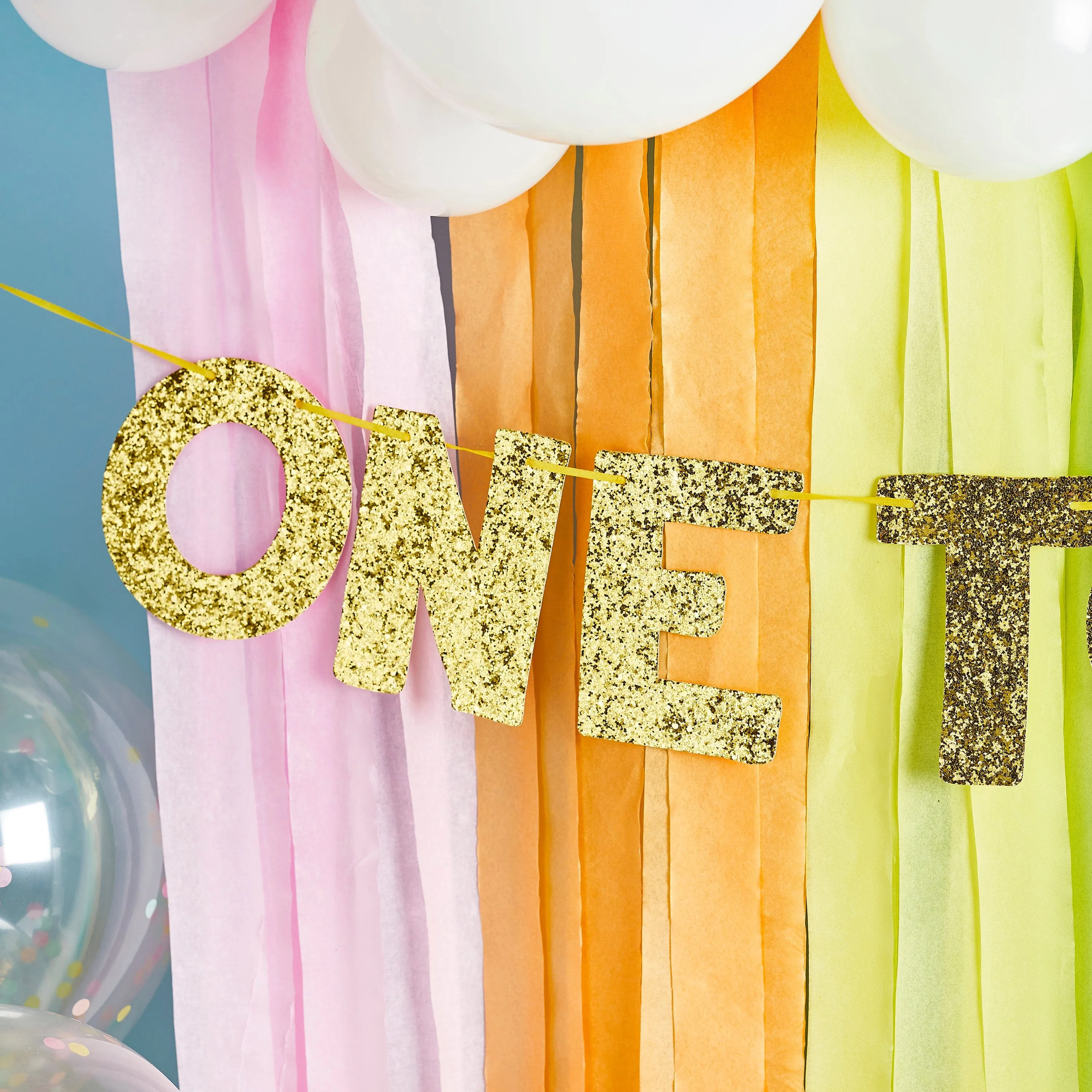 One Today Gold Glitter First Birthday Banner 2M