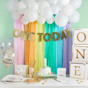 One Today Gold Glitter First Birthday Banner 2M