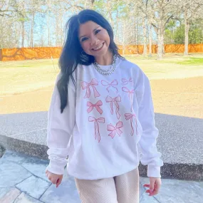 Online Exclusive | Coquette Bow Collection Long Sleeve Graphic Sweatshirt in White