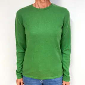 Pea Green Cashmere Crew Neck Jumper Medium