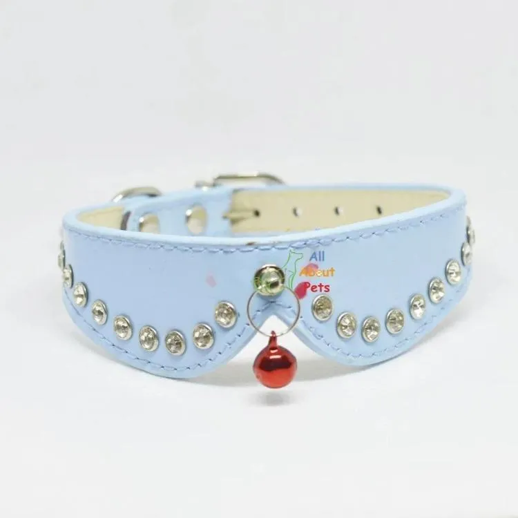 Pet Leather Collar With Crystals & Tassel
