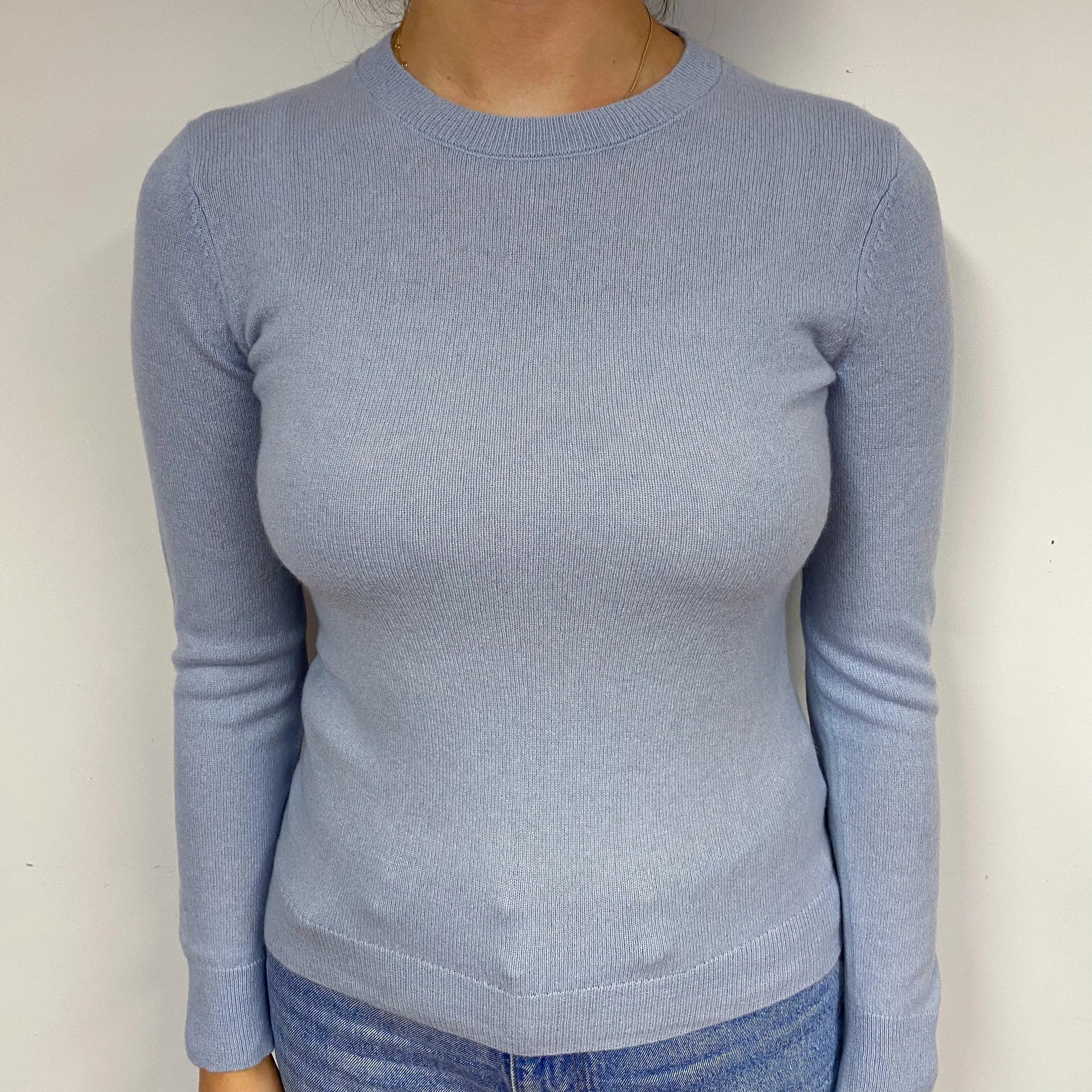 Powder Blue Cashmere Crew Neck Jumper Small