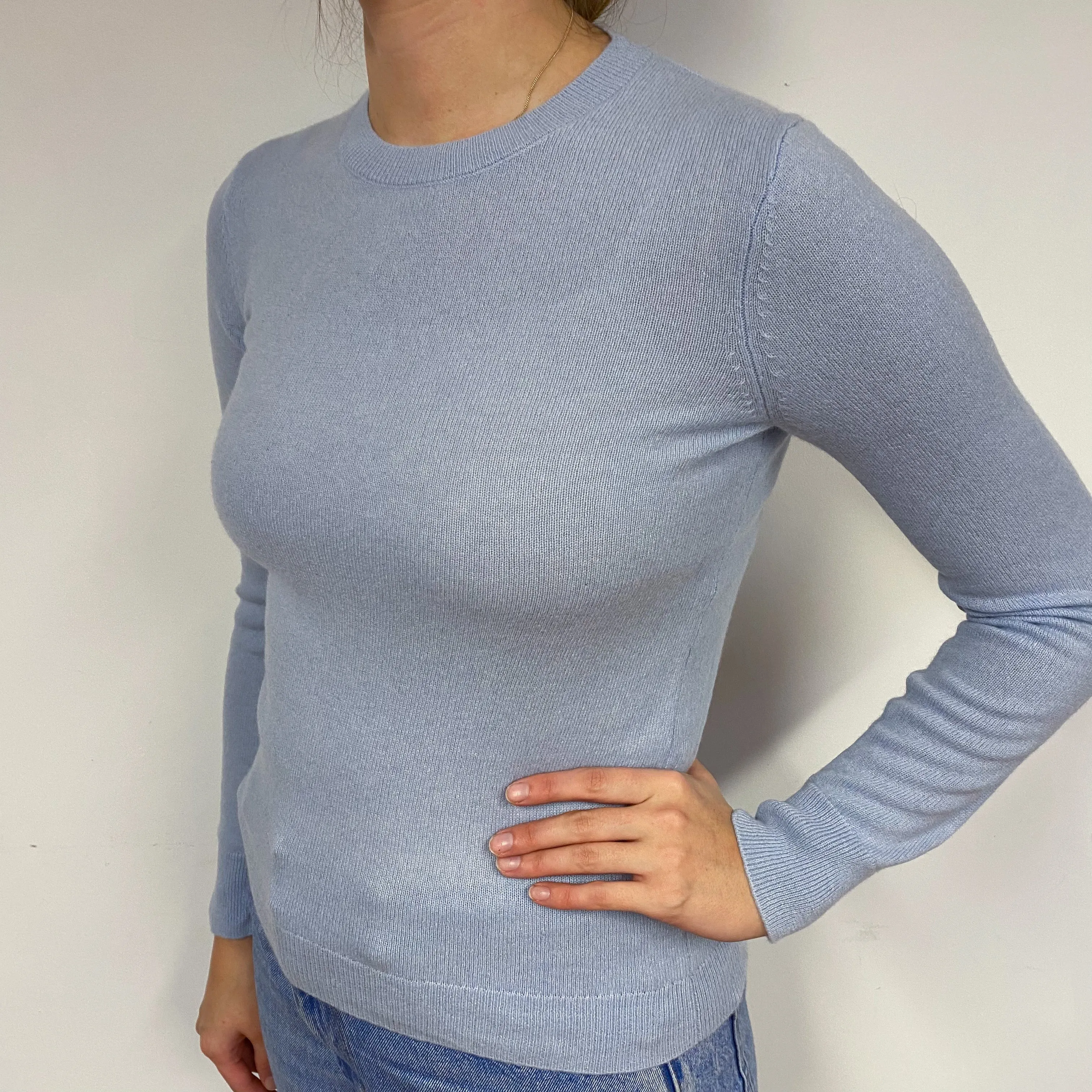 Powder Blue Cashmere Crew Neck Jumper Small