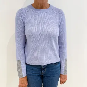 Powder Blue Rib Cashmere Crew Neck Jumper Medium