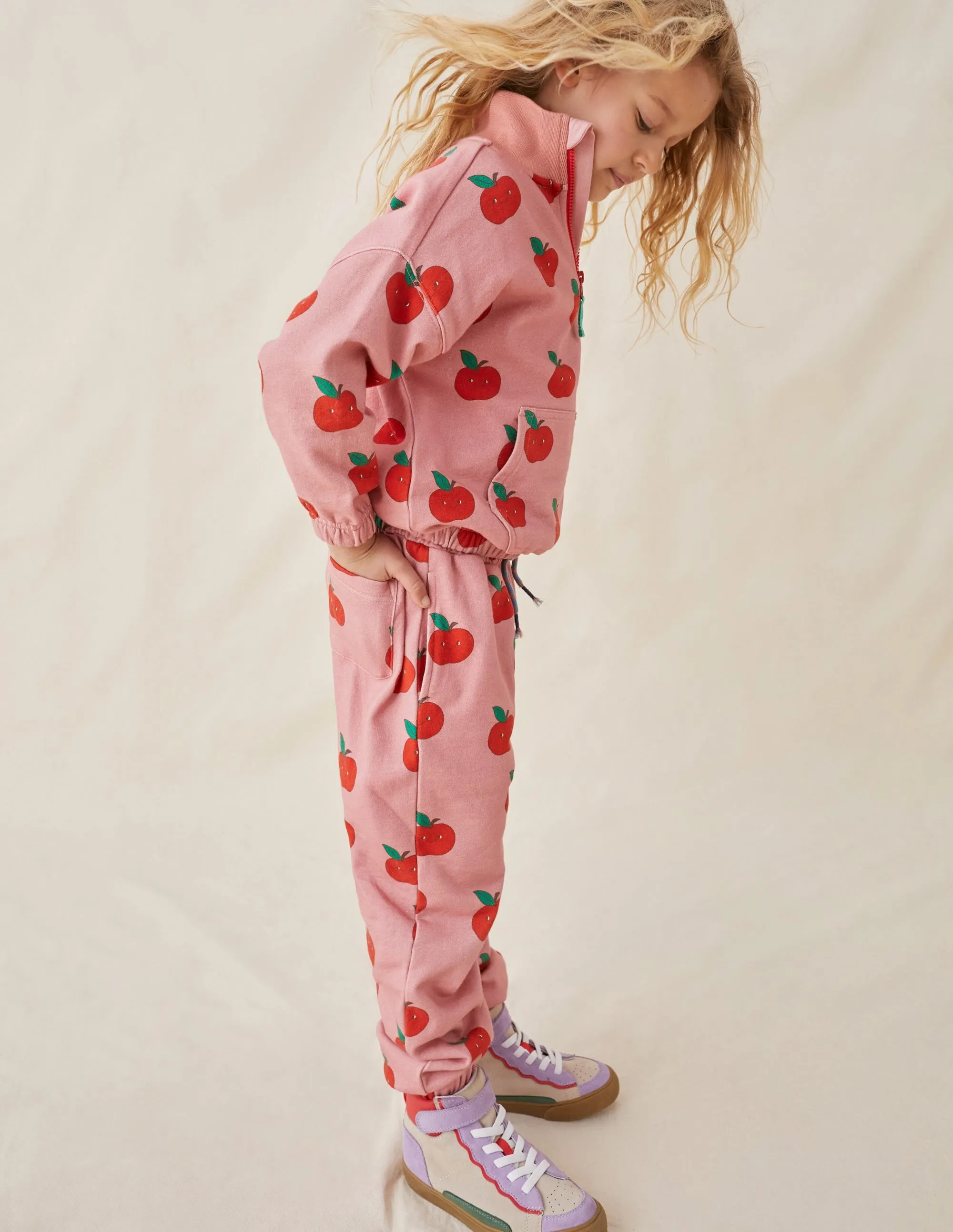 Printed Joggers-Almond Pink Apples