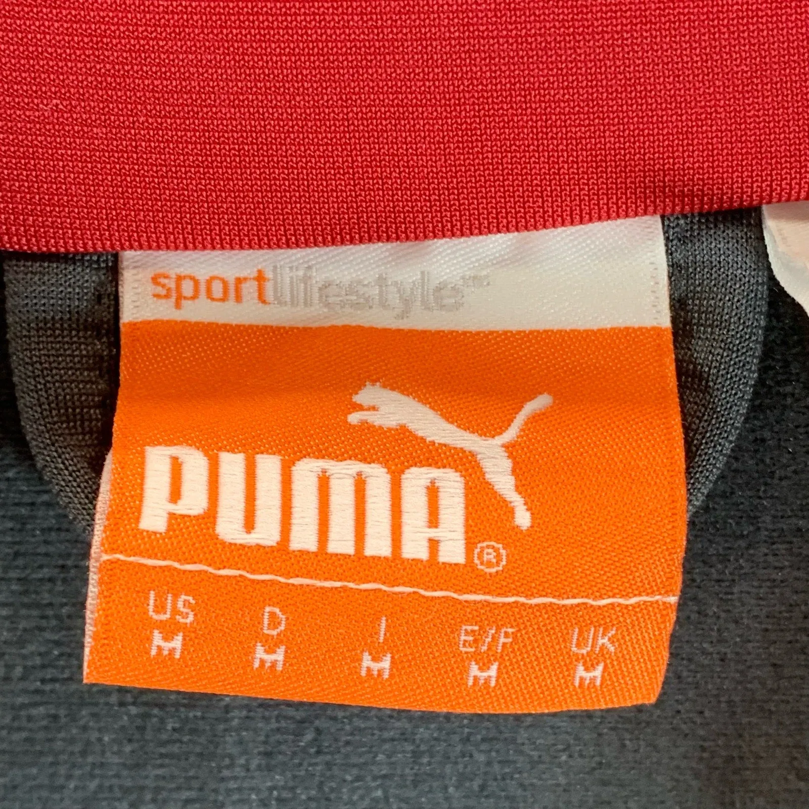 PUMA Men's Gray/Red Sport Lifestyle Regular-Fit Zip-Up Track Jacket SZ M