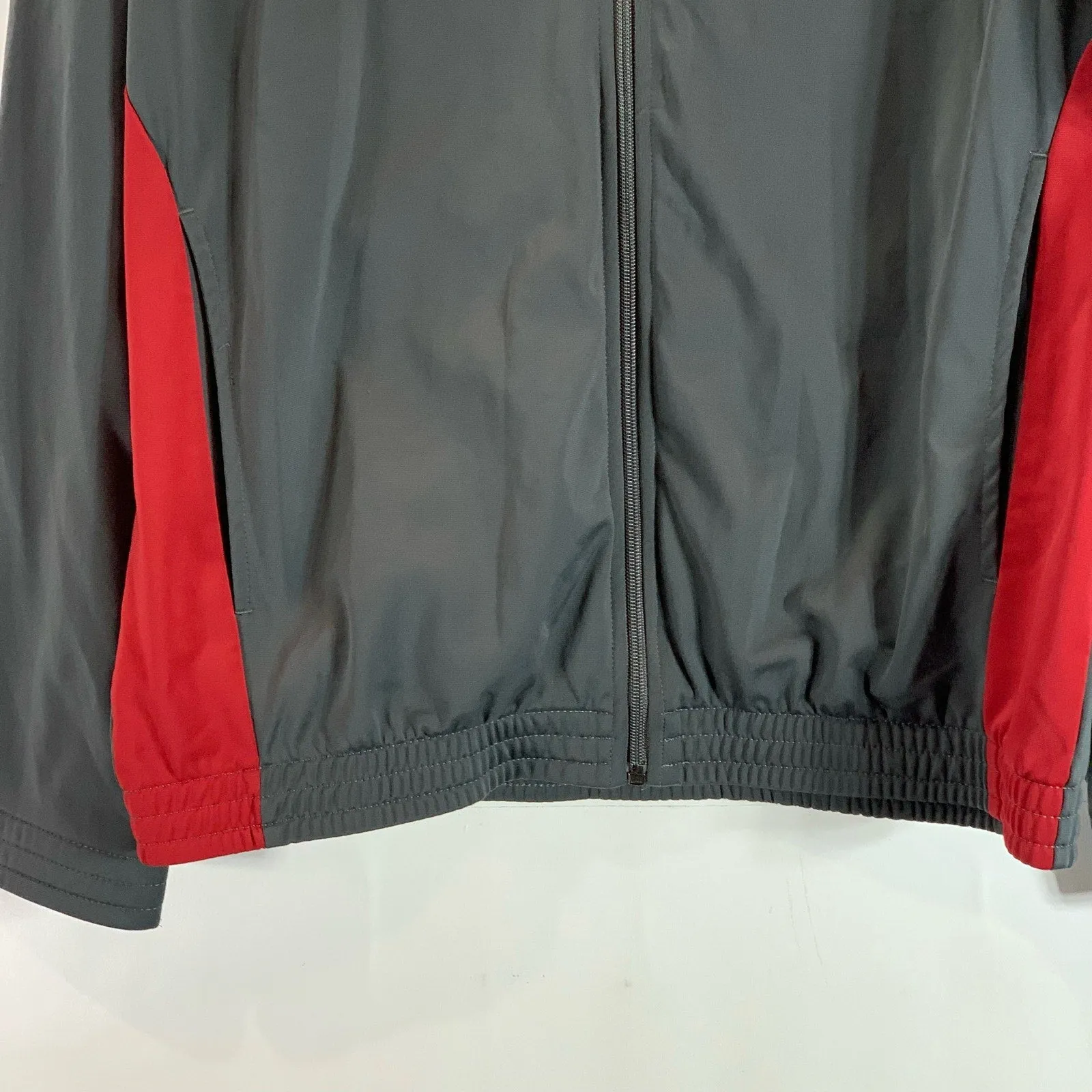 PUMA Men's Gray/Red Sport Lifestyle Regular-Fit Zip-Up Track Jacket SZ M