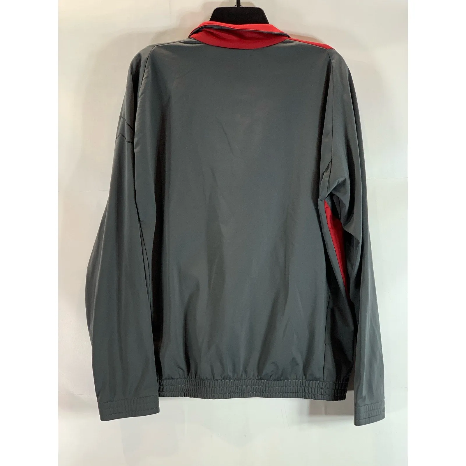 PUMA Men's Gray/Red Sport Lifestyle Regular-Fit Zip-Up Track Jacket SZ M
