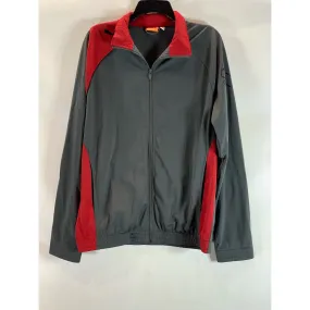 PUMA Men's Gray/Red Sport Lifestyle Regular-Fit Zip-Up Track Jacket SZ M