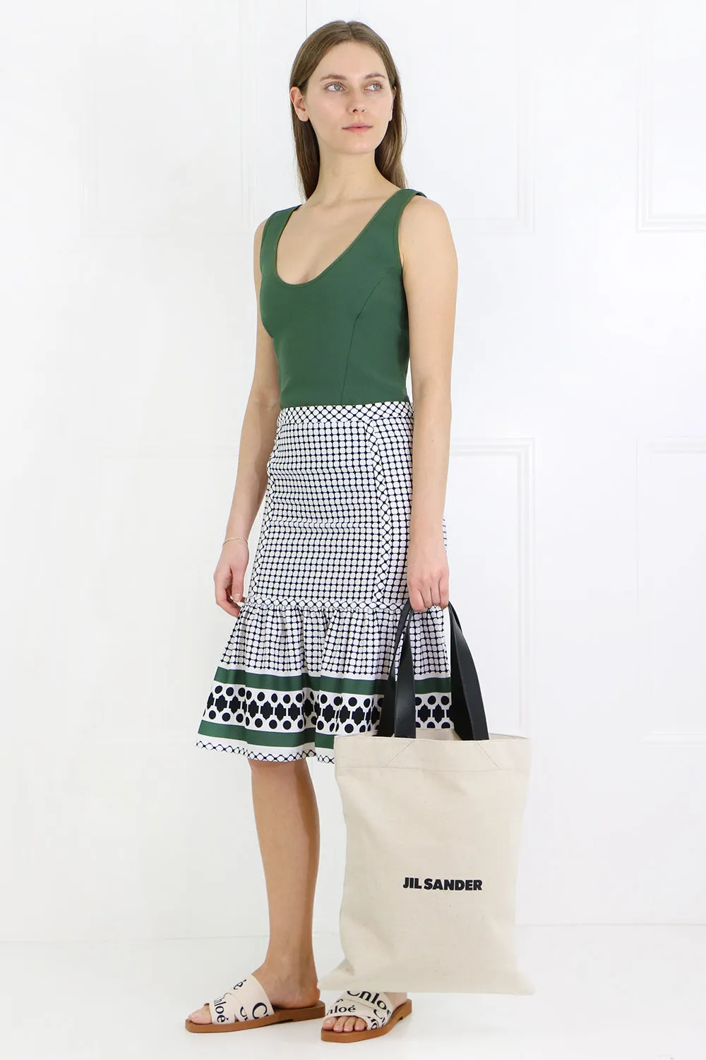 QUATRE SAISON MIDI PEPLUM SKIRT KHAKI