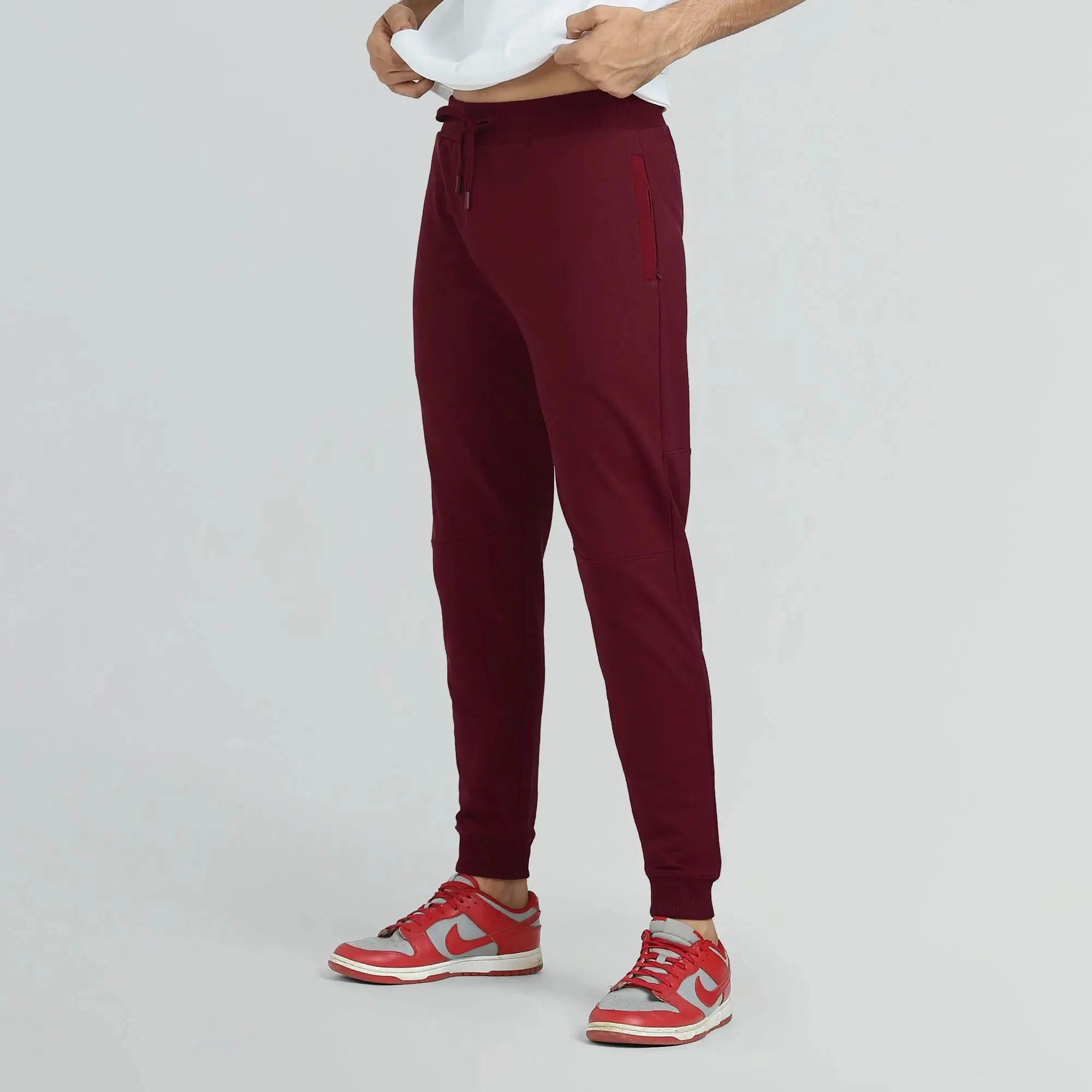 Quest French Terry Cotton-Blend Joggers Scarlet Red