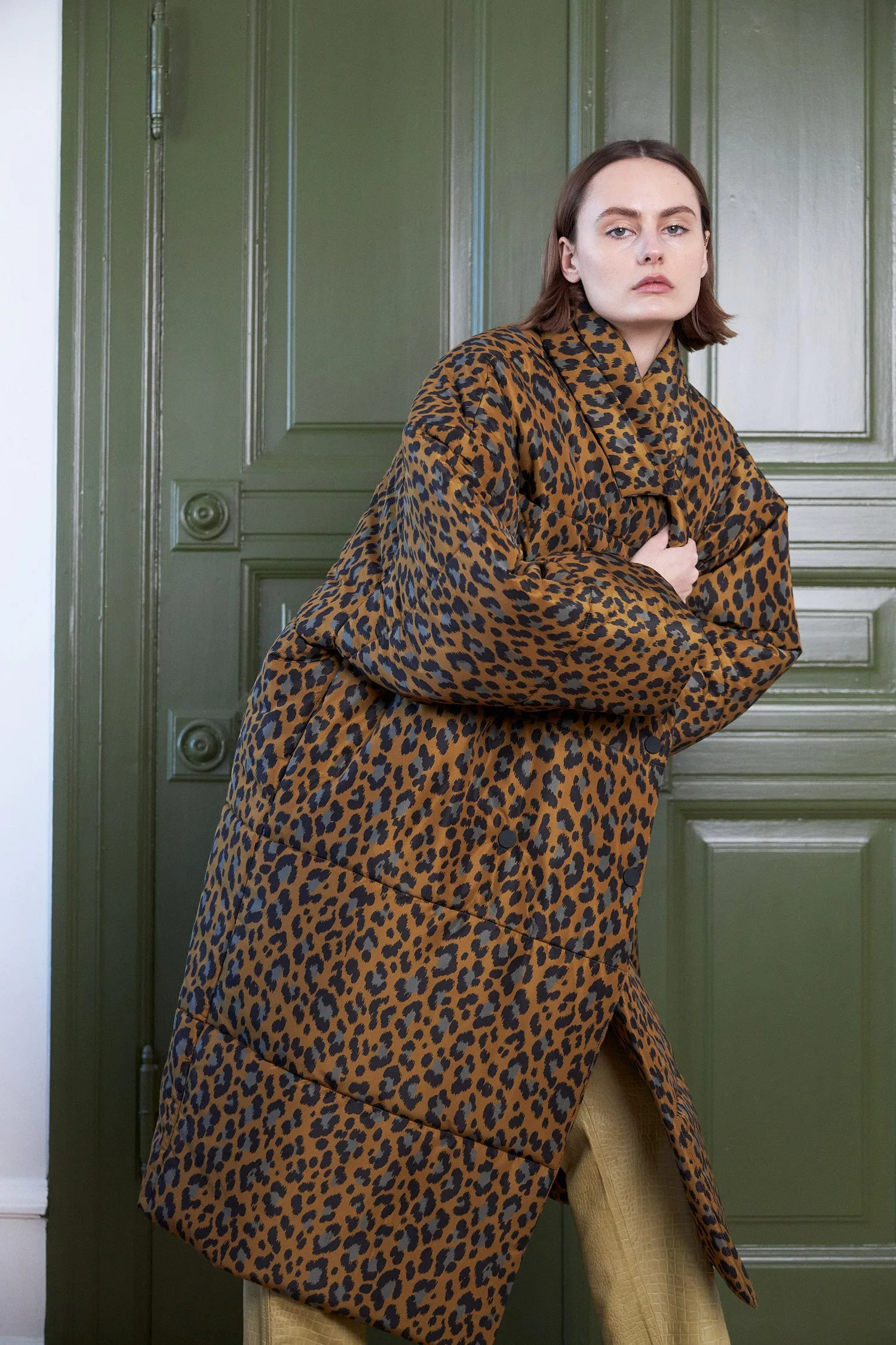 Quilted Midi coat - Leopard