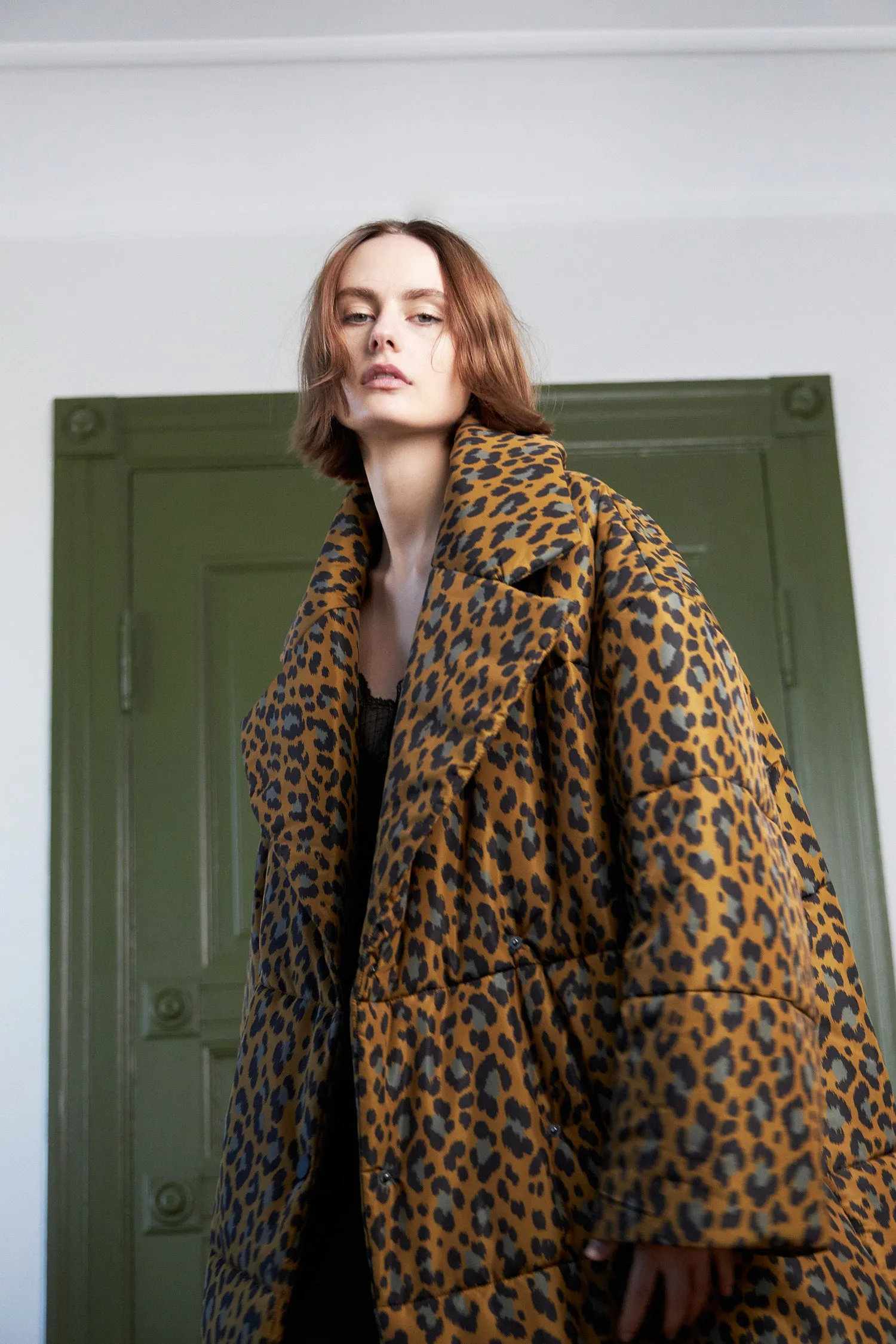 Quilted Midi coat - Leopard
