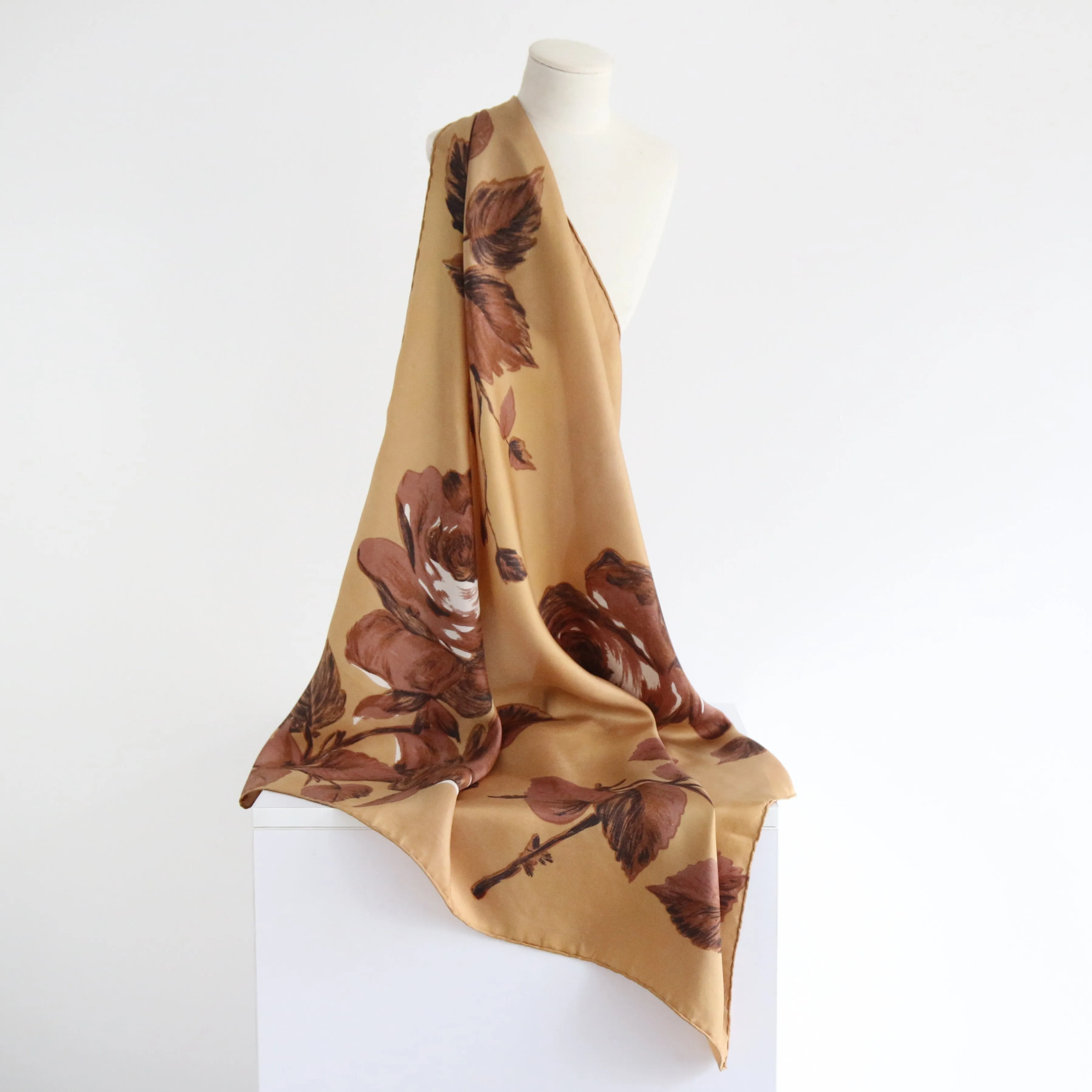 "Caramel Roses" Vintage 1950's Jacqmar Silk Scarf