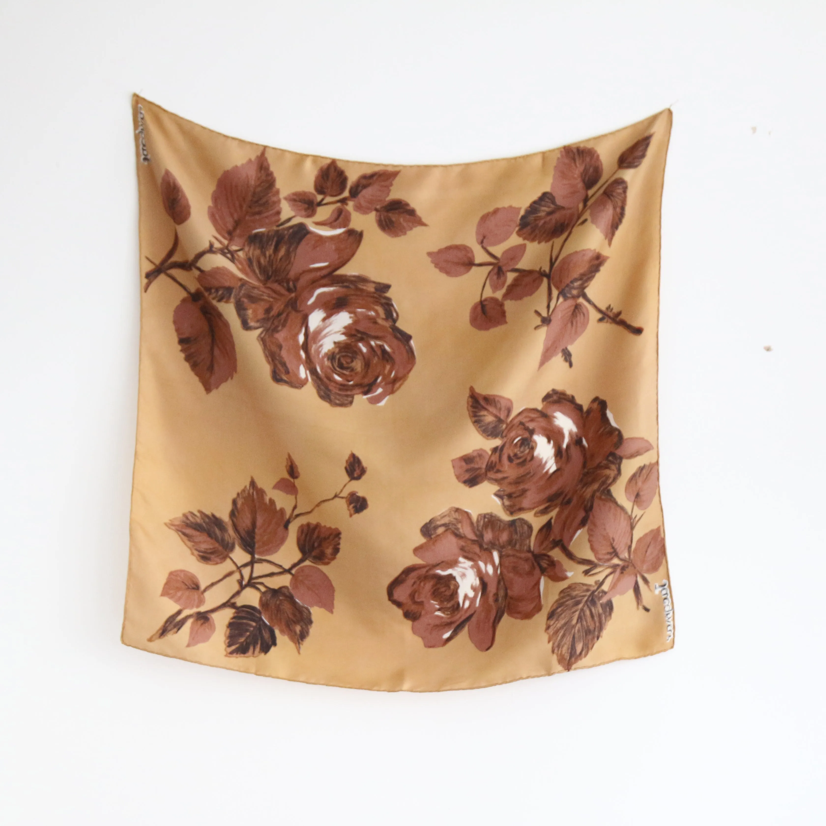 "Caramel Roses" Vintage 1950's Jacqmar Silk Scarf