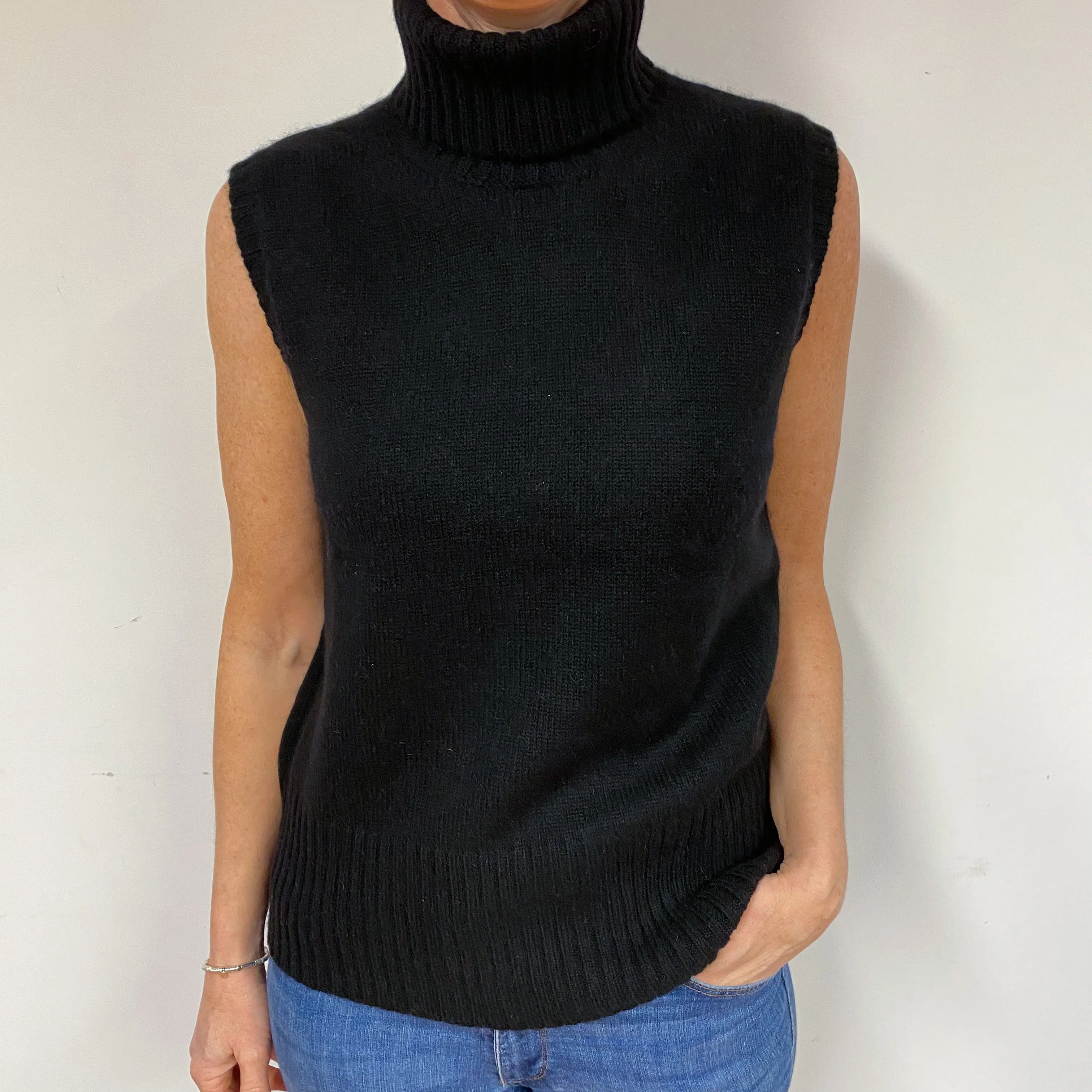 Ralph Lauren Black Cashmere Sleeveless Jumper Medium