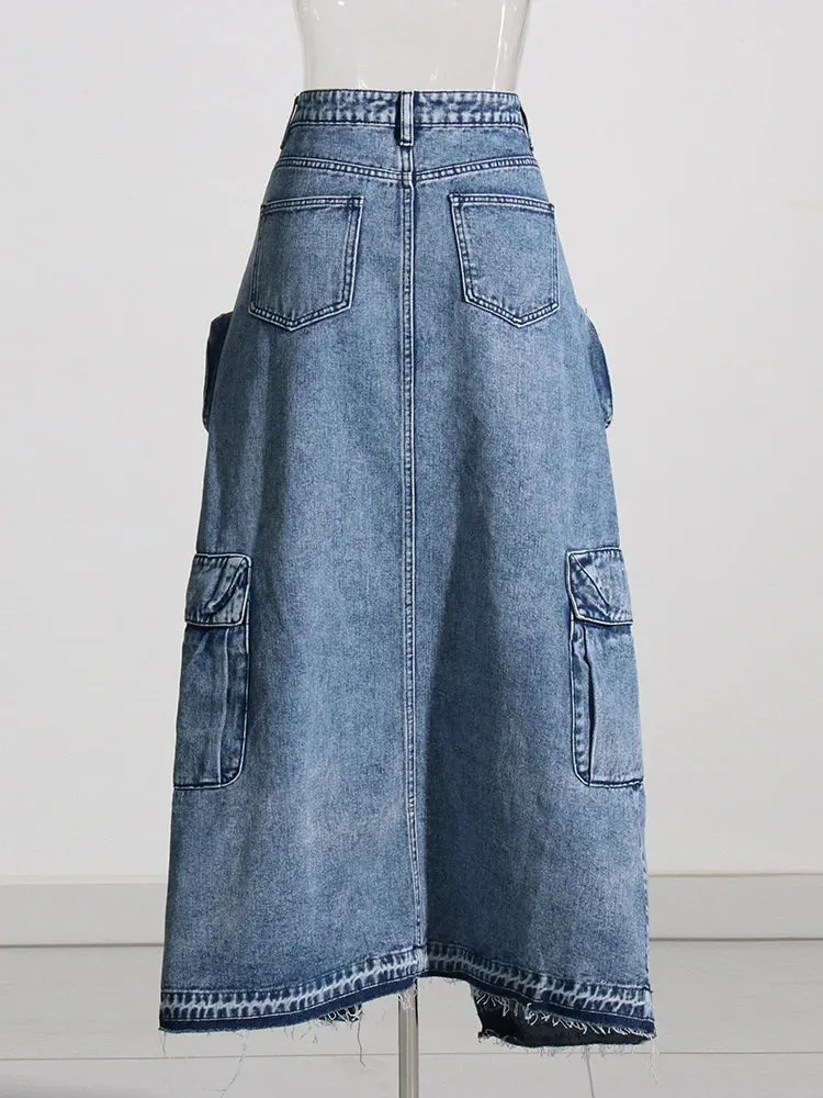 Relaxed Days Maxi Denim Split Skirt