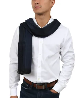 Roberto Cavalli ESZ062 04505 Navy Wool Blend Signature Mens Scarf