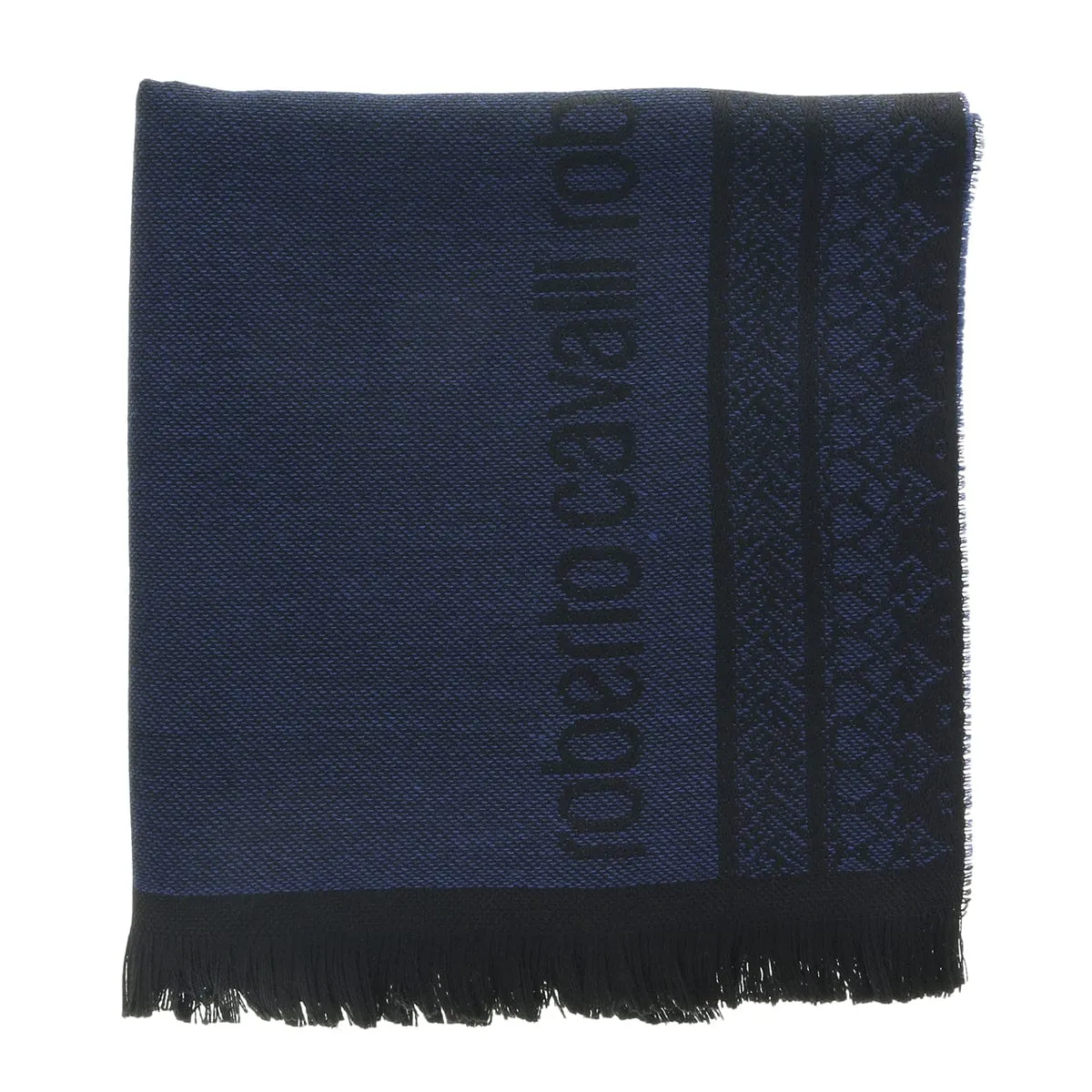 Roberto Cavalli ESZ062 04505 Navy Wool Blend Signature Mens Scarf