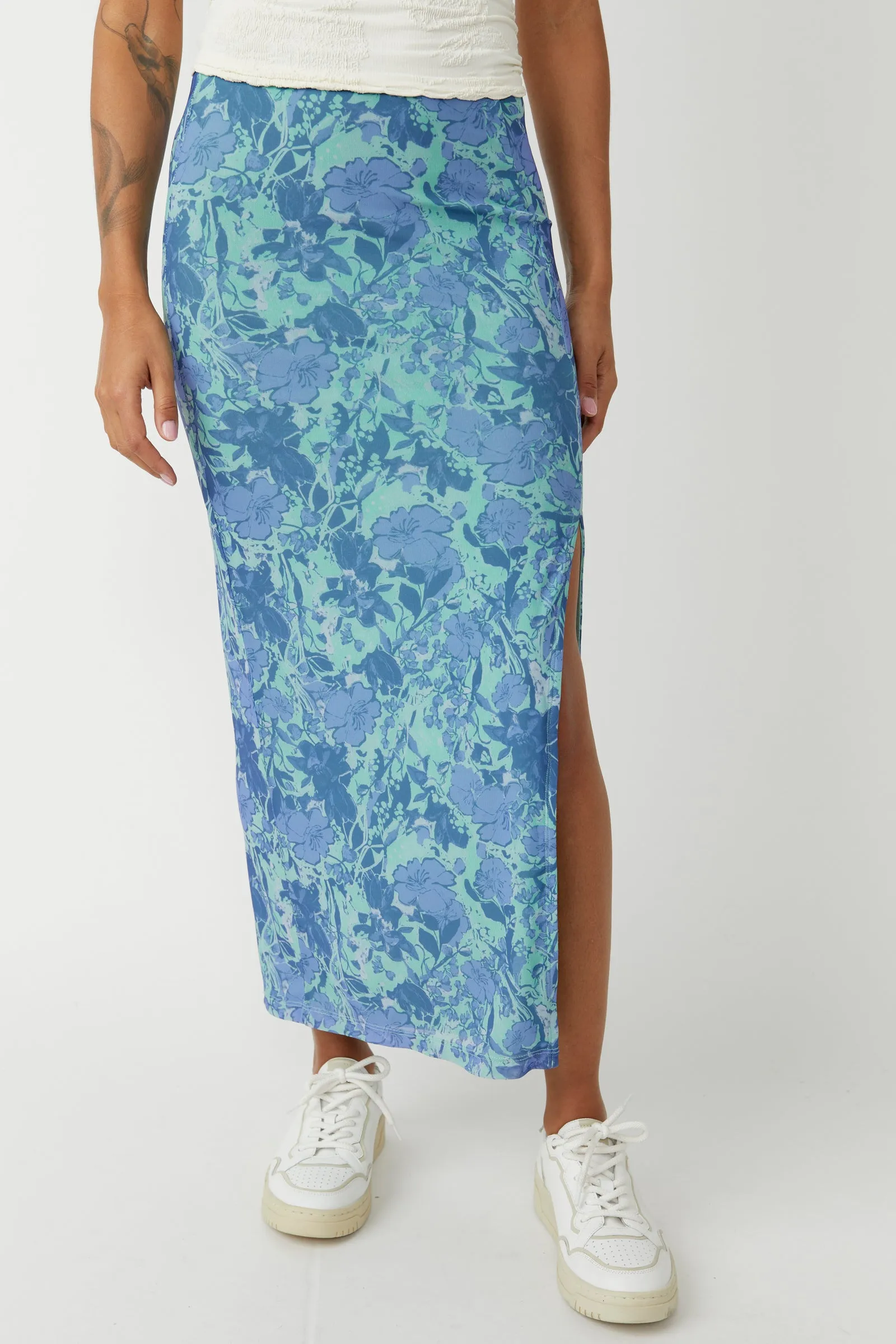 Rosalie Mesh Midi Skirt Teal Combo