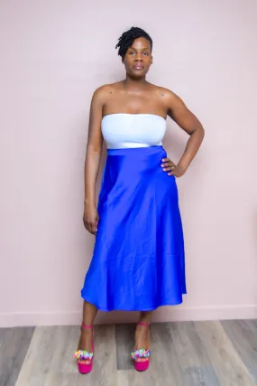 Royal Satin A-Line Midi Skirt
