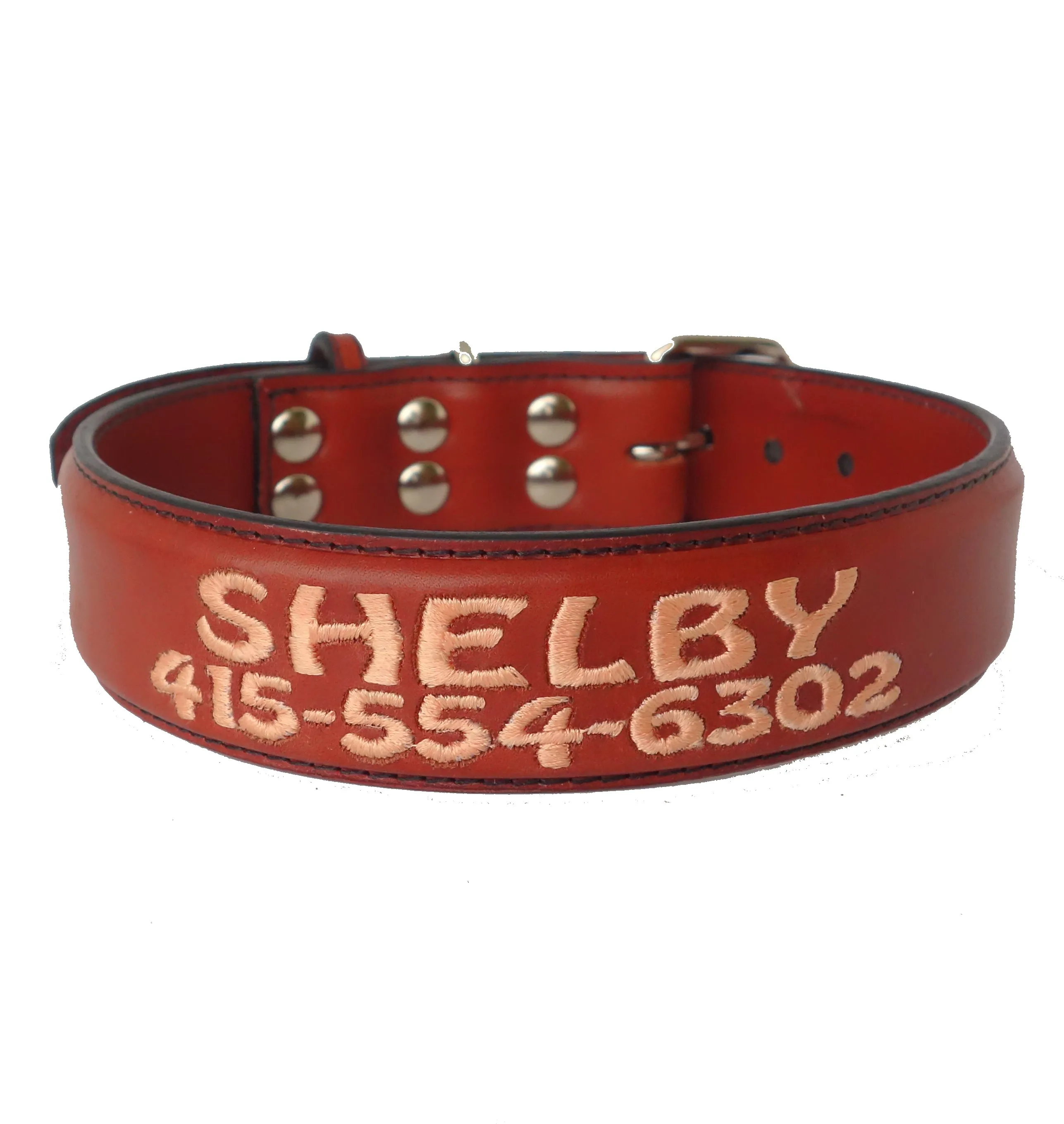 Ruggit Collars One and Half Inch Leather Dog Collar Personalized Adjustable