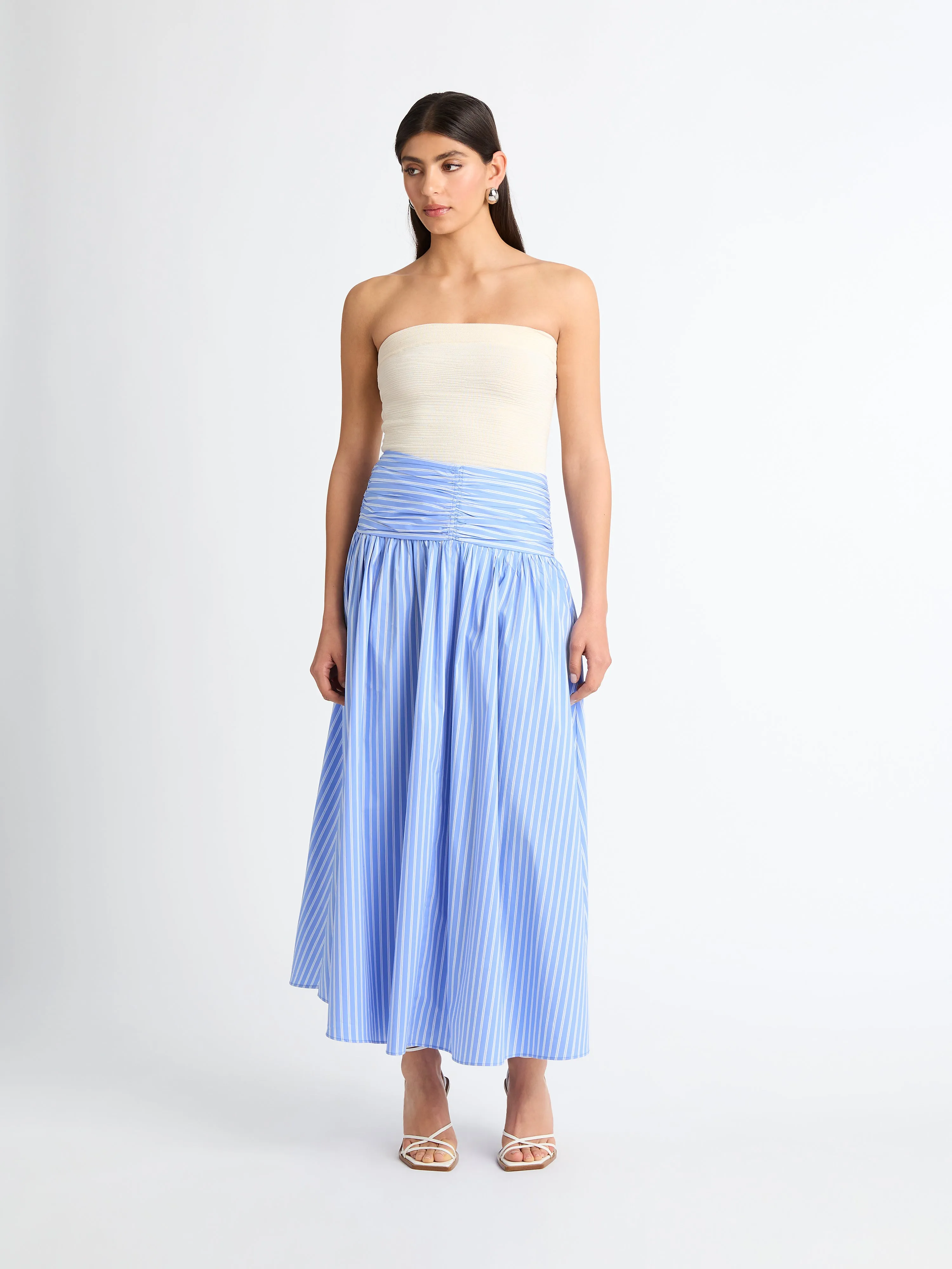 RUMI STRIPE MIDI SKIRT