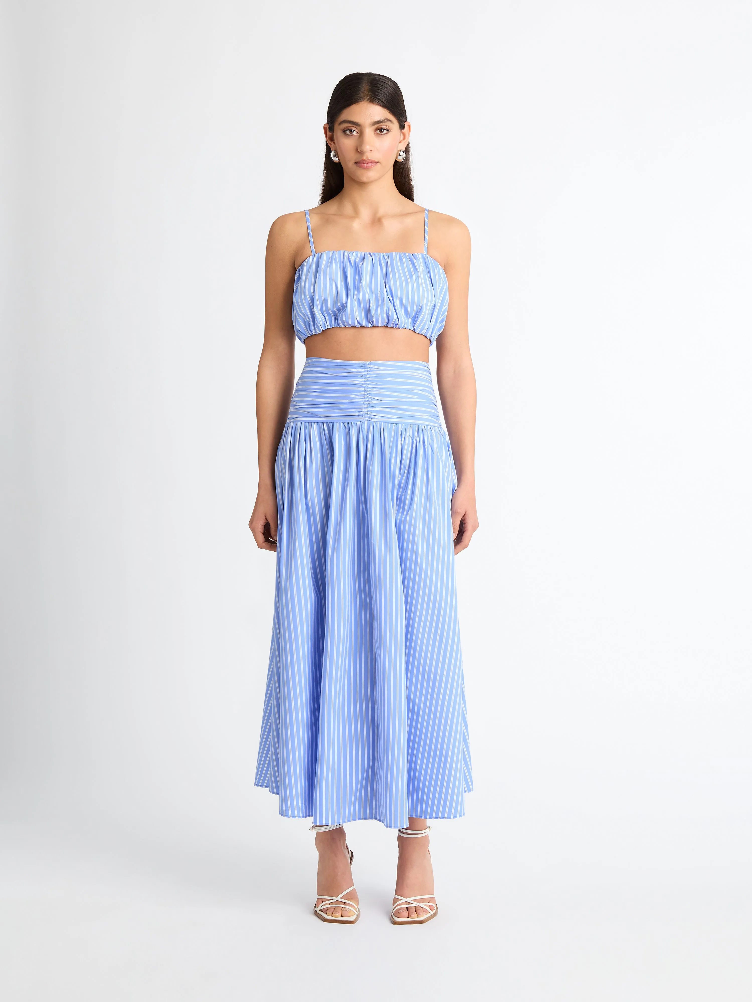 RUMI STRIPE MIDI SKIRT