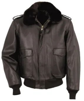 Schott Men's Leather Bomber Jacket - Brown