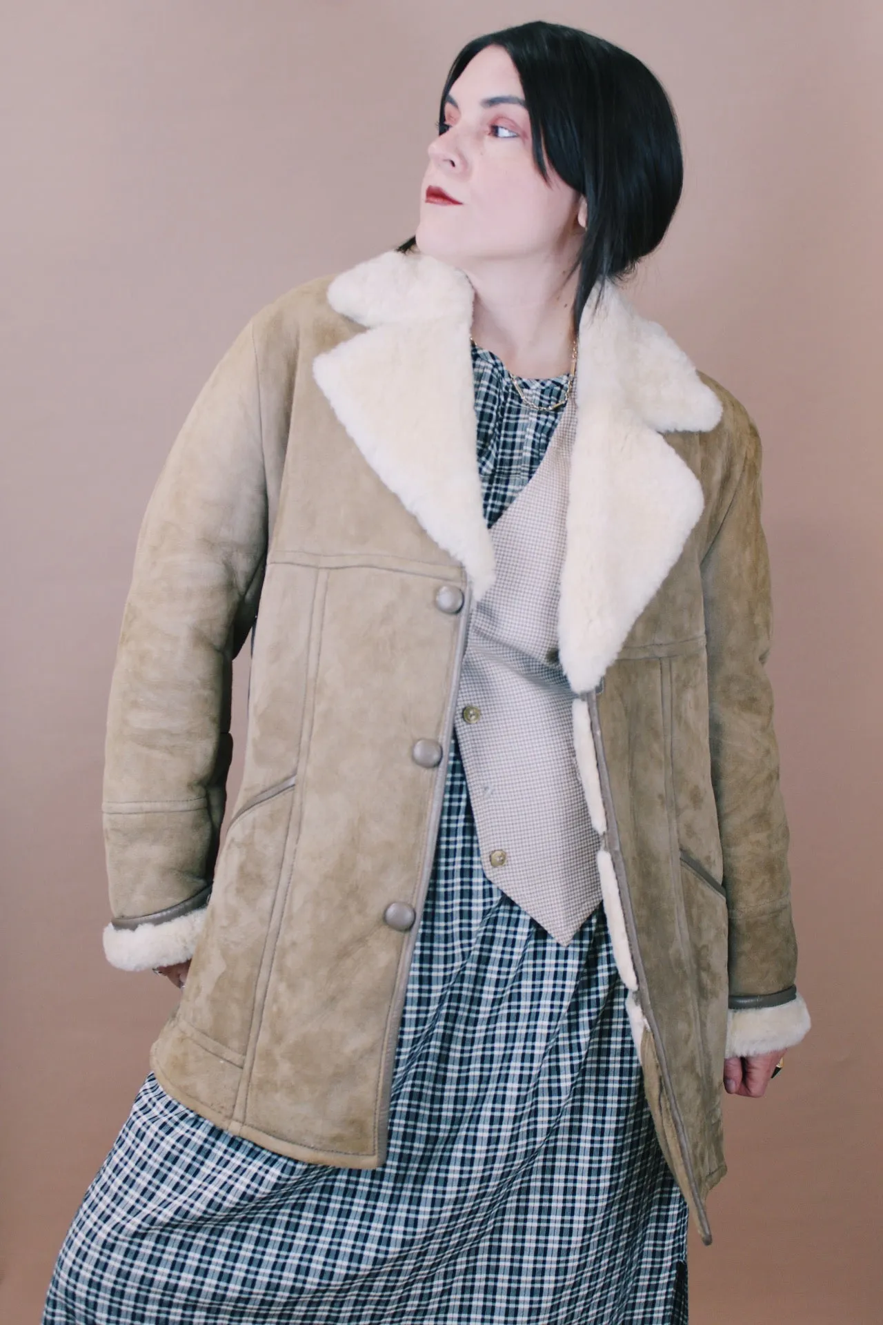 Shearling Lined Suede Coat