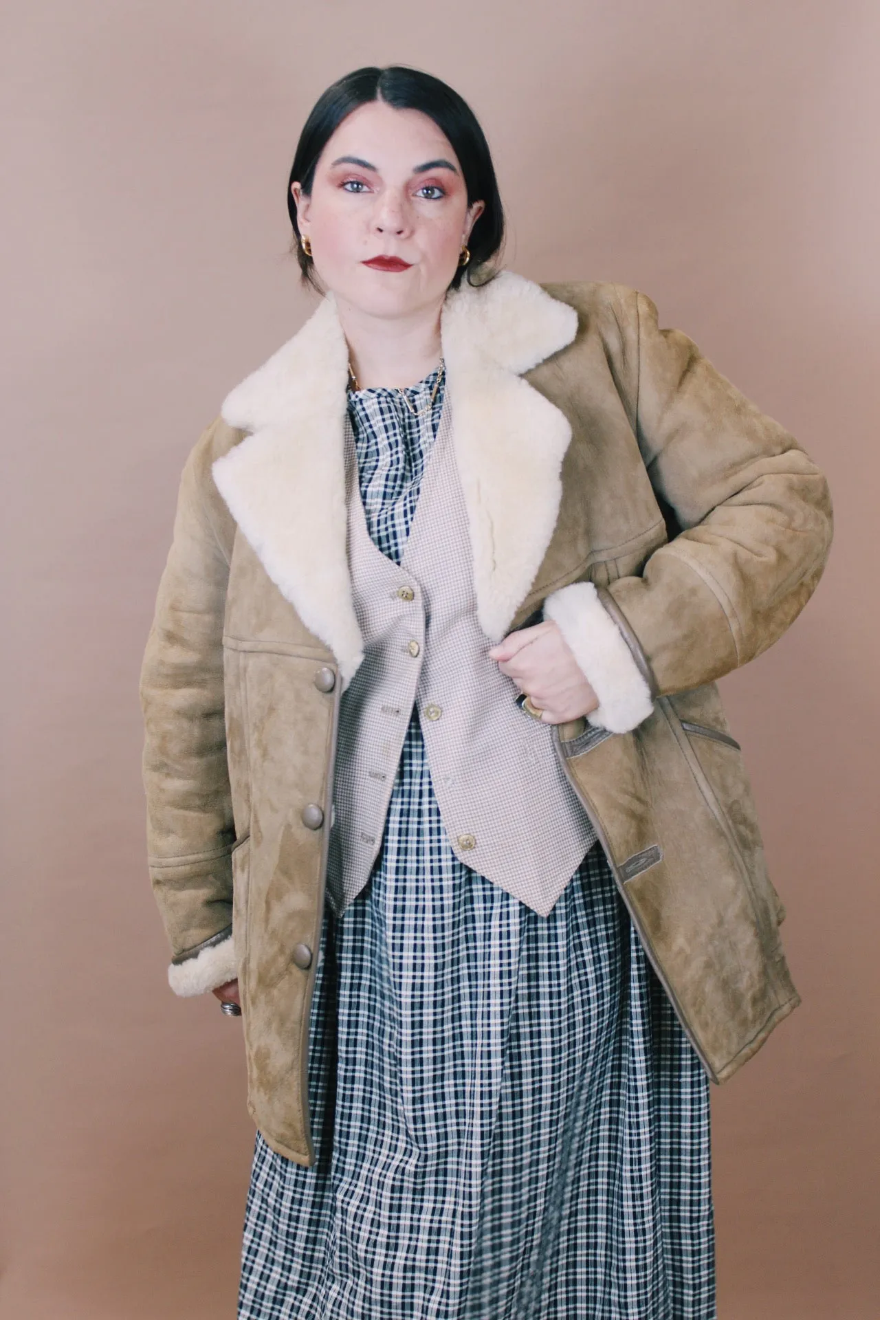 Shearling Lined Suede Coat