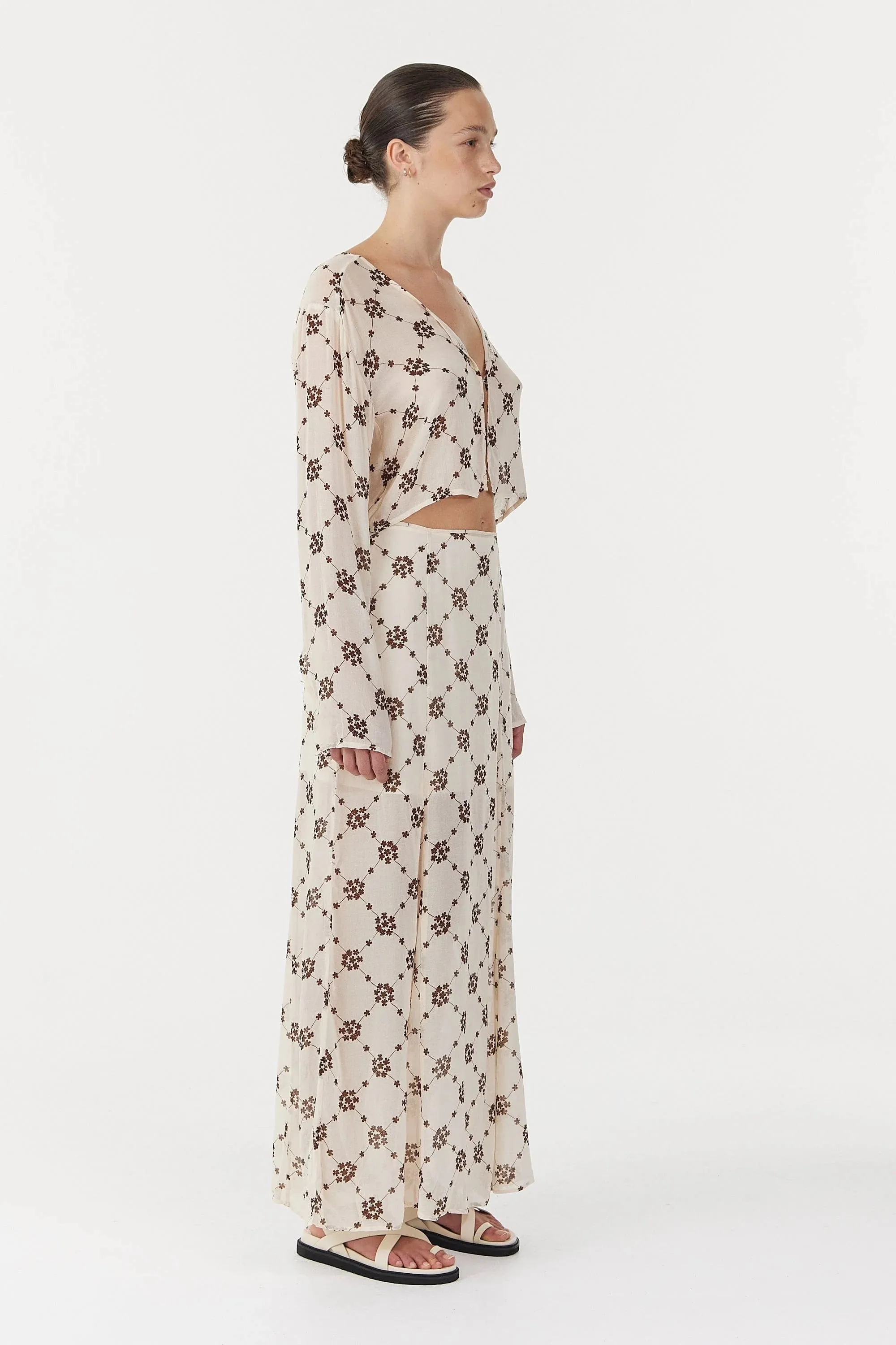 Sheer Motion Maxi Skirt - Linear Bloom